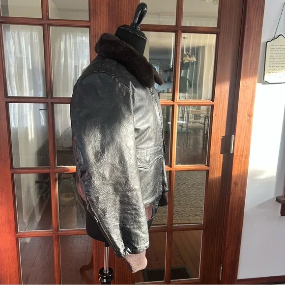 Vintage LL Bean G-1 Goatskin Leather Bomber Flight Jacket 42 Wool Quilt Lined - Picture 5 of 16